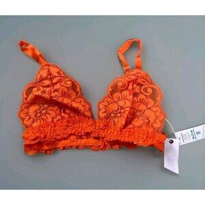 Free People HAH We Are Women's XS Burnt Orange Lace Chi Bralittle Bra NWT